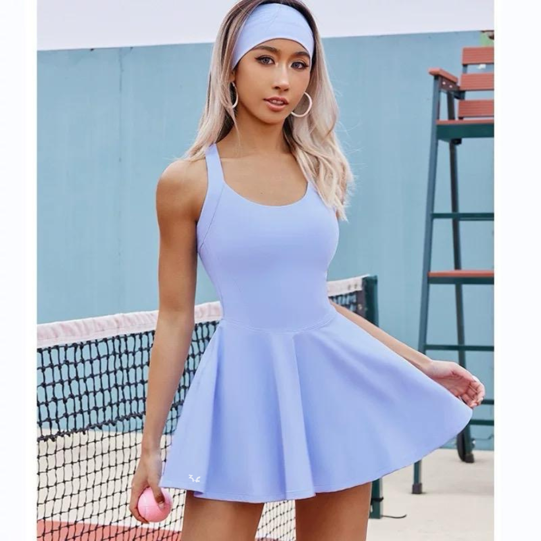 “Venus” Dress- Sky Blue and White