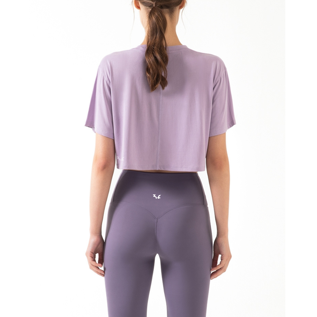 Crop T-shirt "Carol" Steel blue
