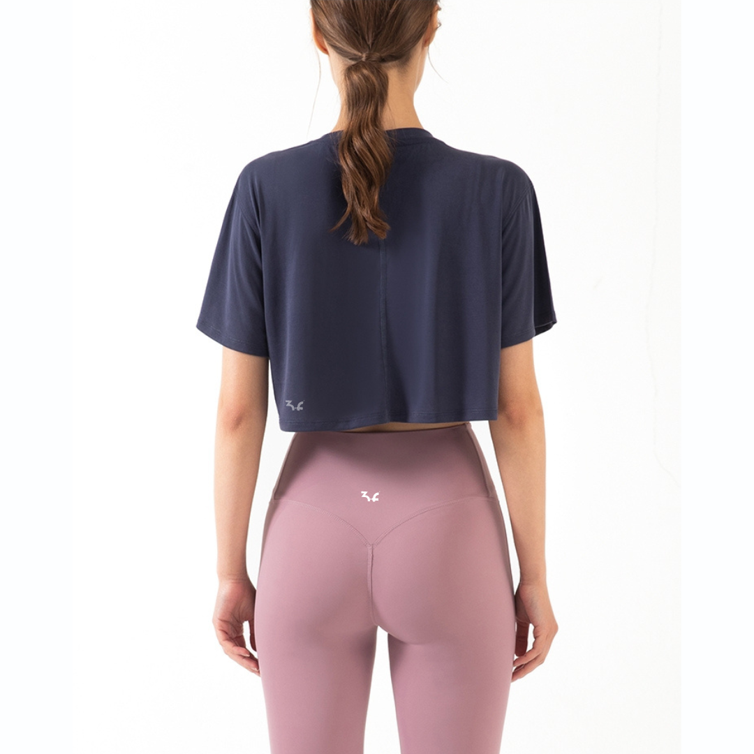 Crop T-shirt "Carol" Steel blue