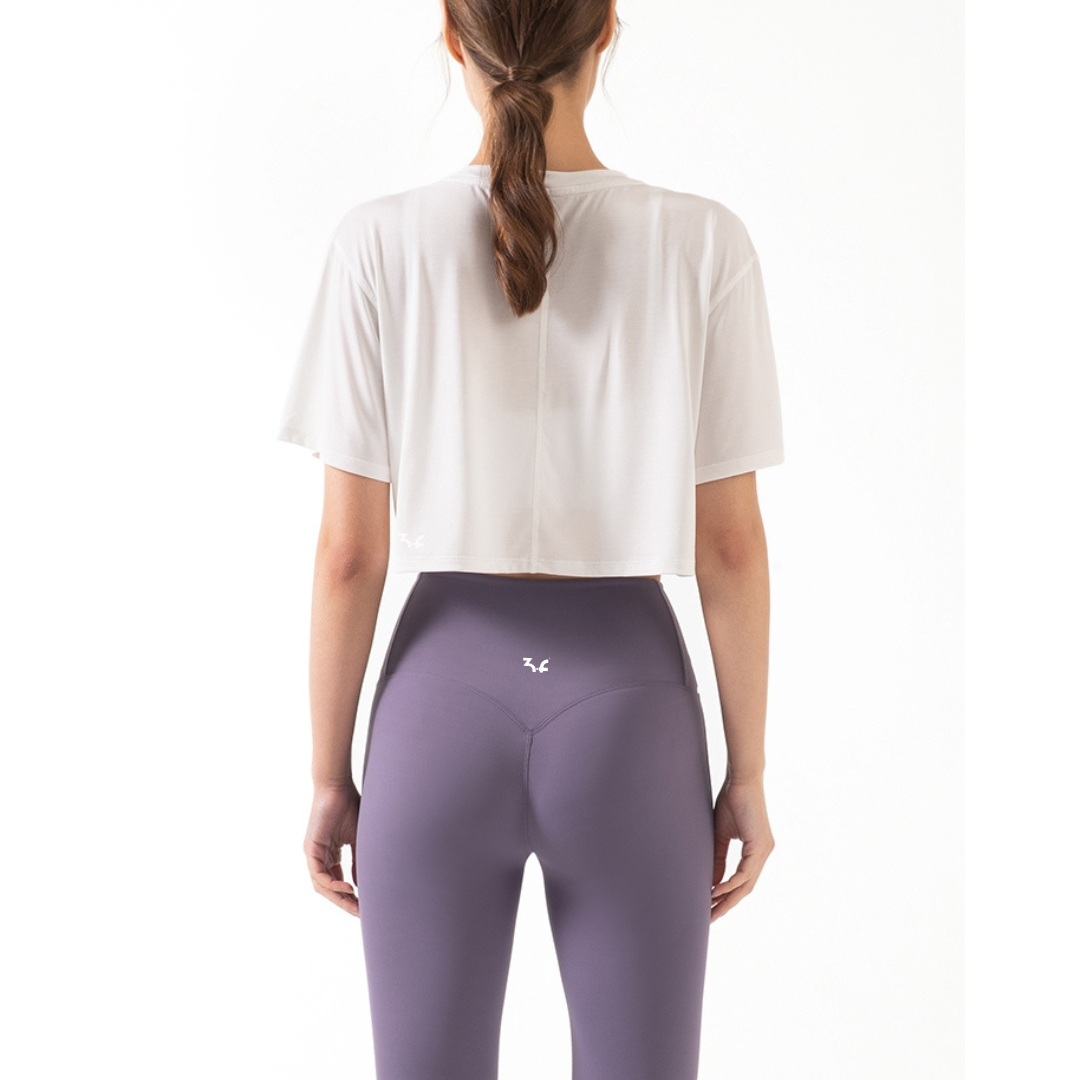 Crop T-shirt "Carol" Steel blue