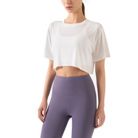 Crop T-shirt "Carol" Steel blue