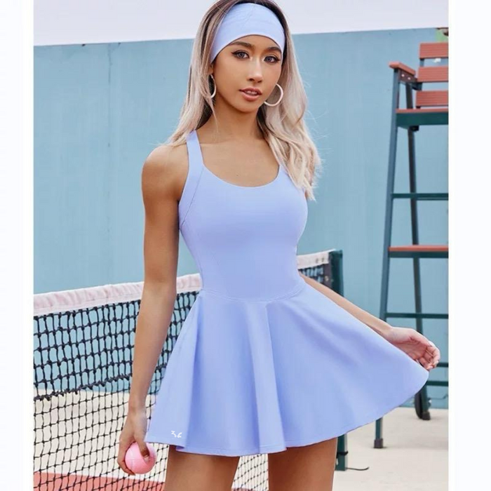 “Venus” Dress- Sky Blue and White