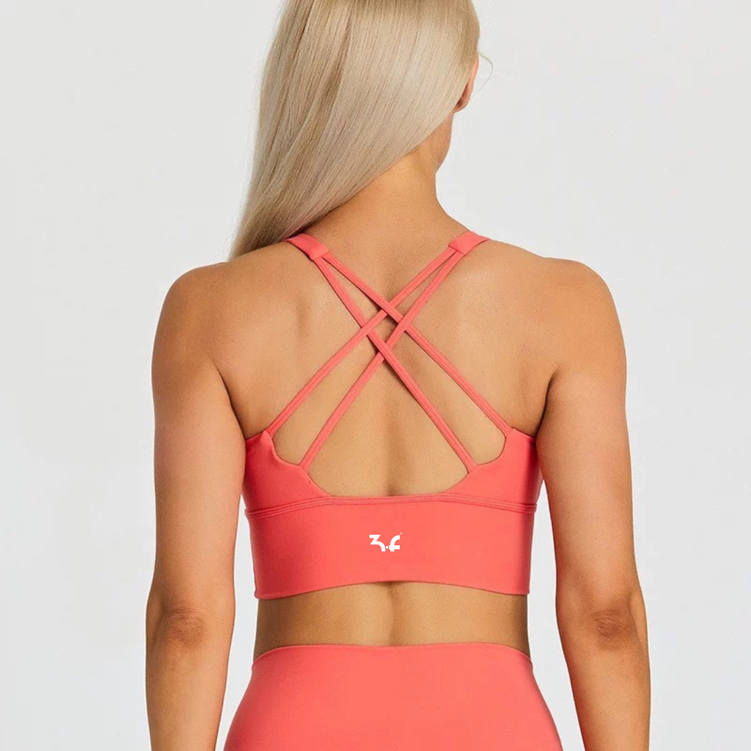 "Gabrielle" Sports Bra in watermelon red