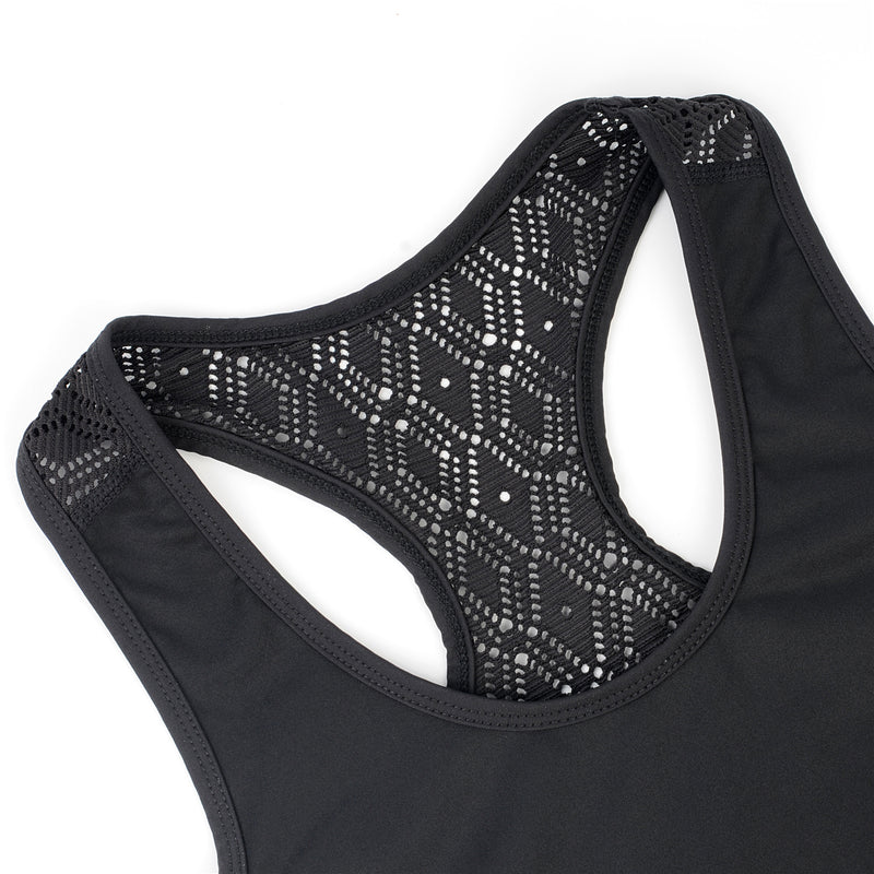 Women's Tank Top " Julia" in solid black and soft lace - IAM3F